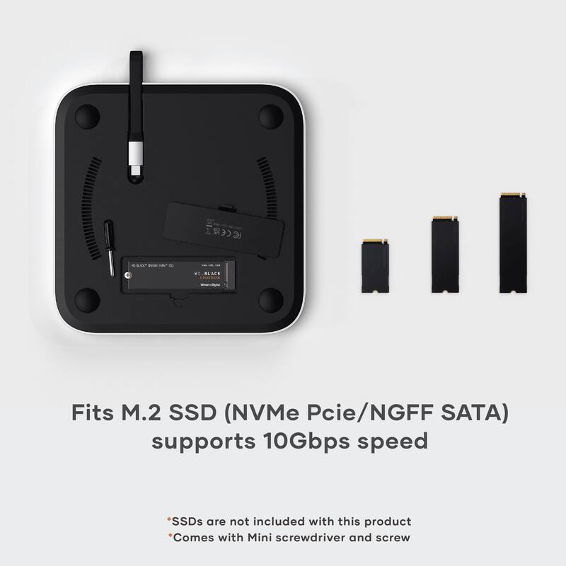 SATECHI MAC mini M1/M2 M.2 SSD 512GB付 Hub e suporte Mac Mini com gabinete SSD para NVME/SATA M.2